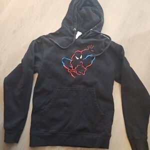 Vintage Spider-Man Hoodie Sz S Embroidered Universal Studios Marvel Rn 99052 Blk